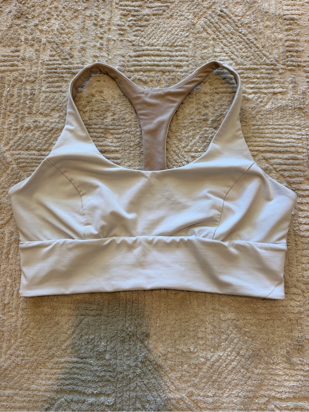 Lululemon White Nude Racerback Sports Bra Size 10